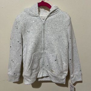 NWT The Children's Place Girls Size 4T Heather Grey Hooded Sweater With Stars